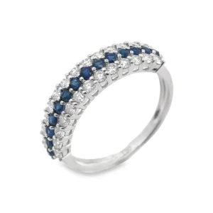 BLUE SAPPHIRE DIAMOND RING 18KW