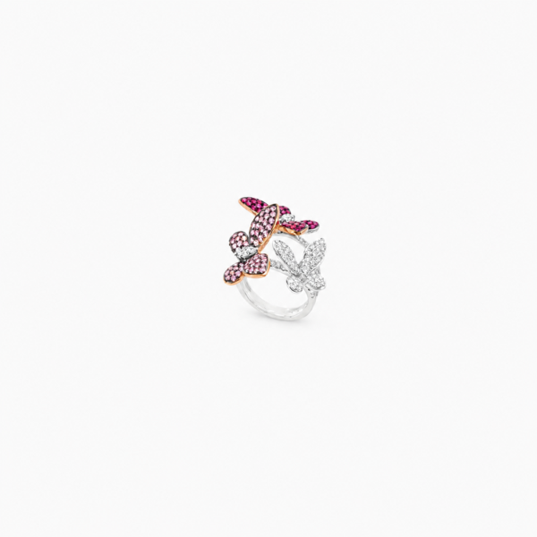 18K WHITE AND ROSE GOLD SAPPHIRE DIAMOND RING