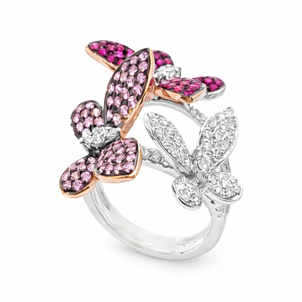 18K WHITE AND ROSE GOLD SAPPHIRE DIAMOND RING