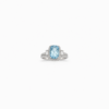 18K WHITE GOLD AQUAMARINE AND DIAMOND RING
