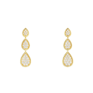 18K YELLOW GOLD 3 MOTIF DIAMOND EARRING