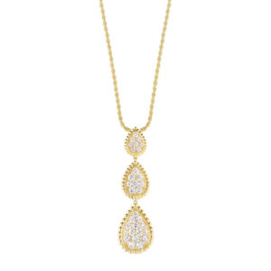 18K YELLOW GOLD 3 MOTIF DIAMOND NECKLACE