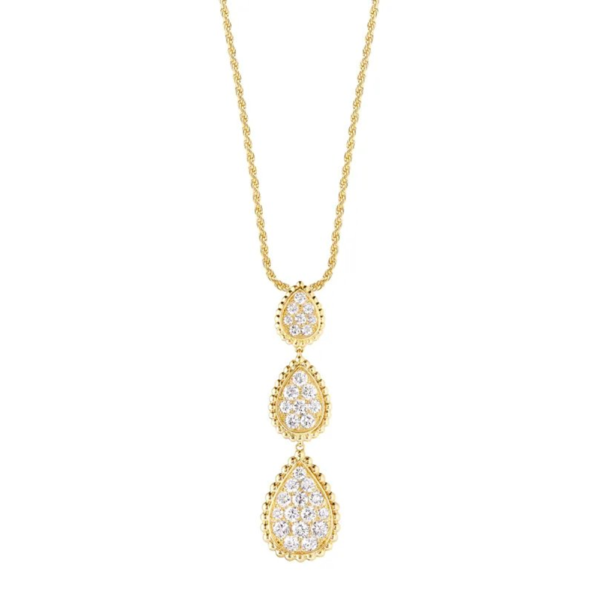 18K YELLOW GOLD 3 MOTIF DIAMOND NECKLACE