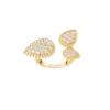 18K YELLOW GOLD 3 MOTIF DIAMOND RING