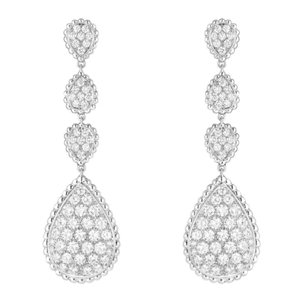 18K WHITE GOLD 4 MOTIF DIAMOND EARRING