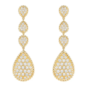 18K YELLOW GOLD 4 MOTIF DIAMOND EARRING