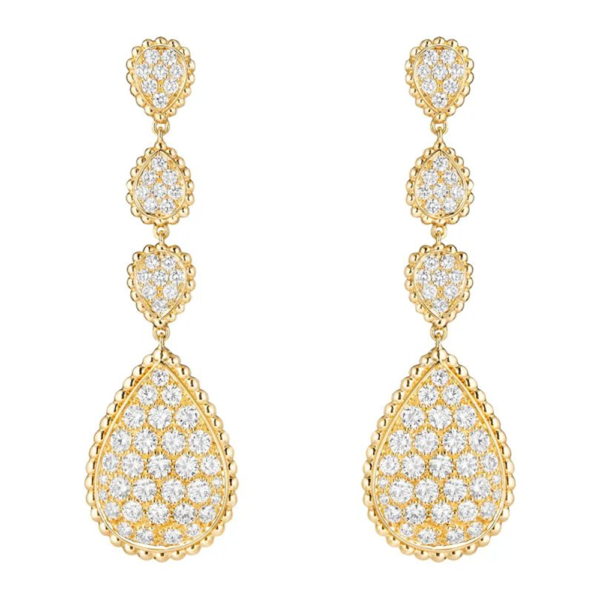 18K YELLOW GOLD 4 MOTIF DIAMOND EARRING