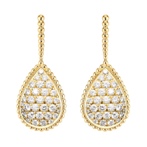 18K YELLOW GOLD L MOTIF DIAMOND EARRING