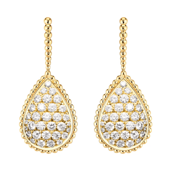 18K YELLOW GOLD L MOTIF DIAMOND EARRING