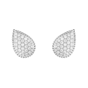 18K WHITE GOLD L MOTIF DIAMOND STUD EARRING