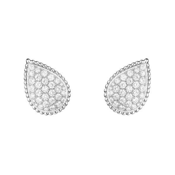 18K WHITE GOLD L MOTIF DIAMOND STUD EARRING