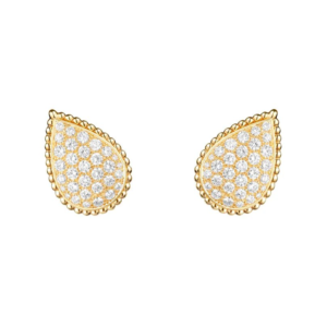 18K YELLOW GOLD L MOTIF DIAMOND STUD EARRING