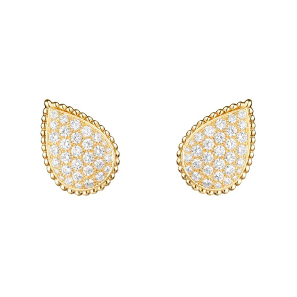 18K YELLOW GOLD L MOTIF DIAMOND STUD EARRING