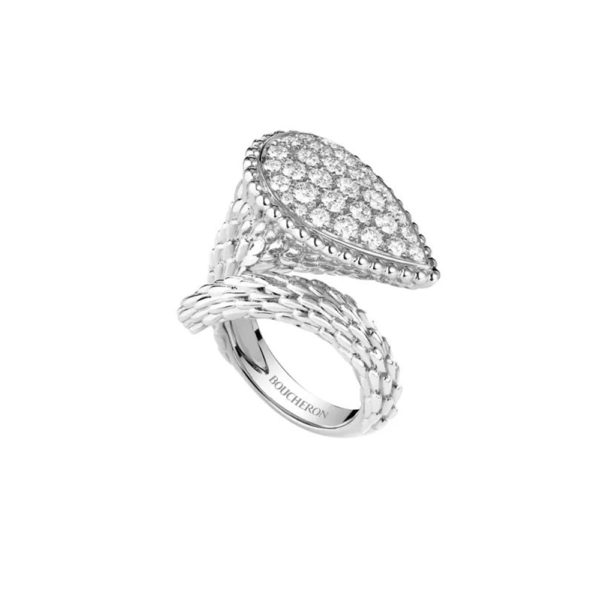 18K WHITE GOLD L MOTIF DIAMOND RING