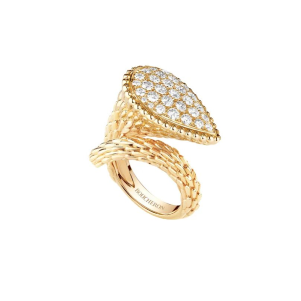 18K YELLOW GOLD L MOTIF DIAMOND RING