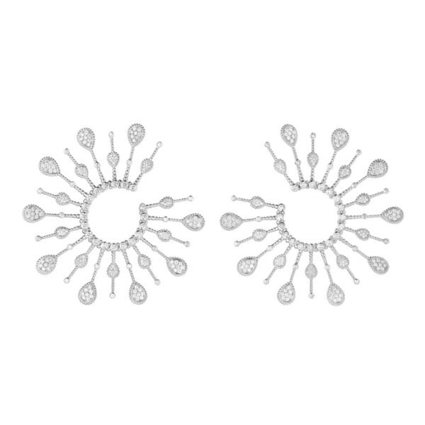 18K WHITE GOLD MULTI MOTIF DIAMOND EARRING