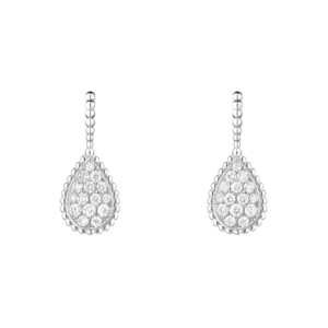 18K WHITE GOLD M MOTIF DIAMOND EARRING