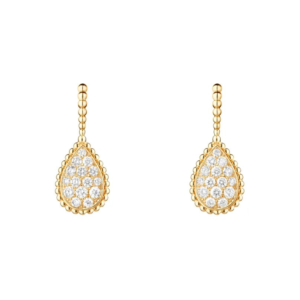 18K YELLOW GOLD M MOTIF DIAMOND EARRING