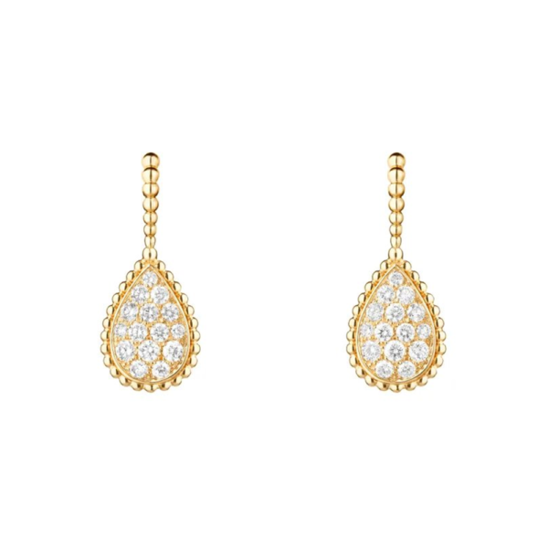 18K YELLOW GOLD M MOTIF DIAMOND EARRING