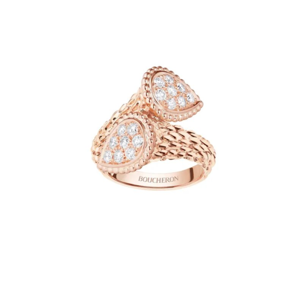 18K ROSE GOLD S MOTIF DOUBLE HEAD DIAMOND RING