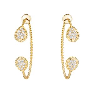 18K YELLOW GOLD DIAMOND HOOP EARRING