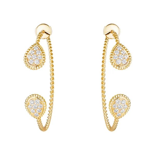 18K YELLOW GOLD DIAMOND HOOP EARRING