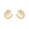 18K YELLOW GOLD S MOTIF STUD HOOP DIAMOND EARRING