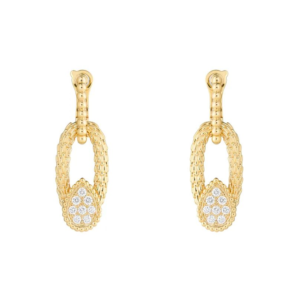 18K YELLOW GOLD S MOTIF DROP DIAMOND EARRING
