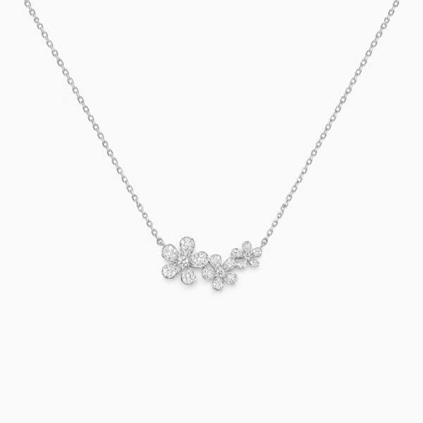 CASCADING DIAMOND FLORAL WG NECKLACE 1 18K WHITE GOLD DIAMOND NECKLACE