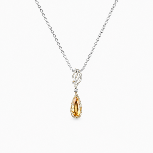 18K WHITE AND YELLOW GOLD TOPAZ AND DIAMOND NECKLACE