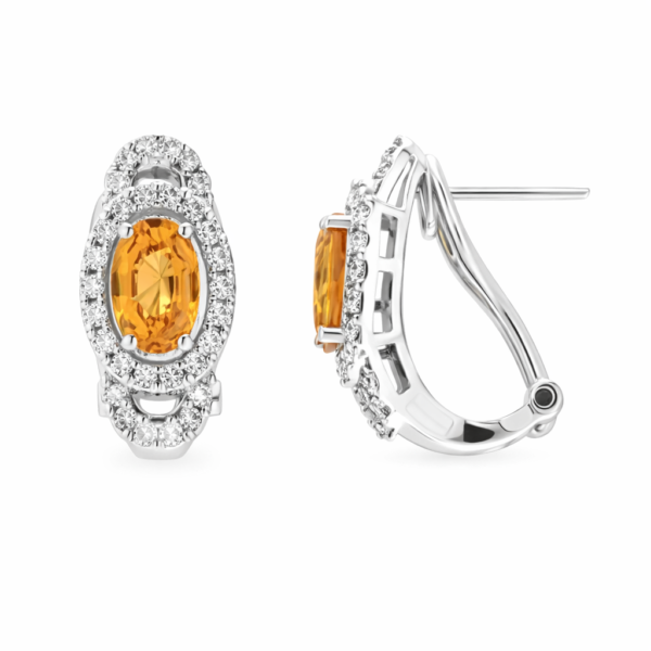 18K WHITE GOLD CITRINE AND DIAMOND EARRING