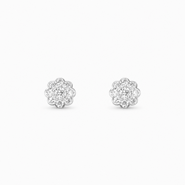 DIAMOND CLUSTER EARRING 1 18K WHITE GOLD DIAMOND EARRING