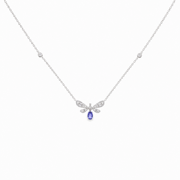 DRAGONFLY DIA TANZANITE NECKLACE 1 18K WHITE GOLD TANZANITE AND DIAMOND NECKLACE