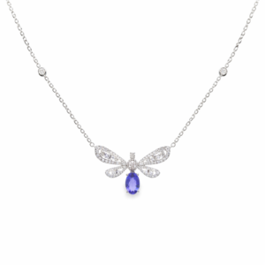 18K WHITE GOLD TANZANITE AND DIAMOND NECKLACE