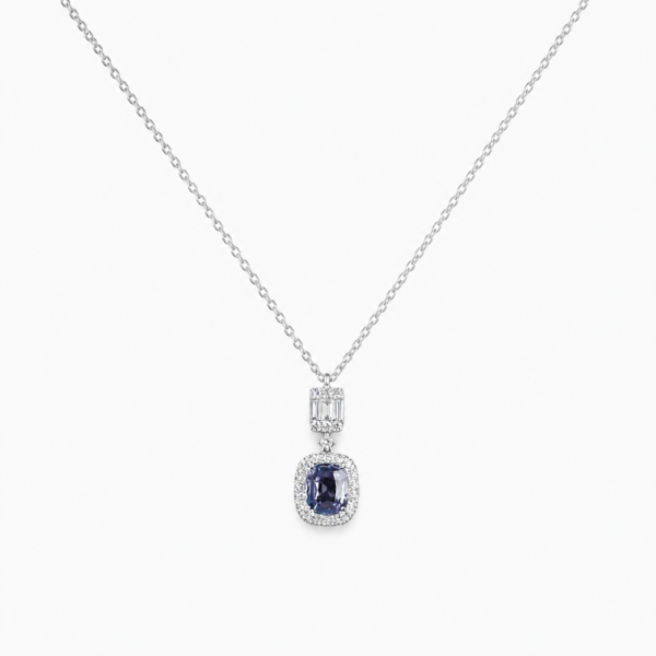 DROP BLUE NECKLACE 1 18K WHITE GOLD SPINEL AND DIAMOND NECKLACE