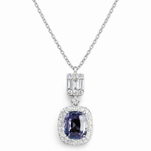 18K WHITE GOLD SPINEL AND DIAMOND NECKLACE