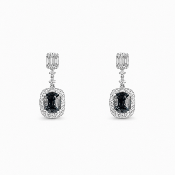 18K WHITE GOLD SPINEL AND DIAMOND EARRING