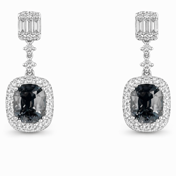 18K WHITE GOLD SPINEL AND DIAMOND EARRING