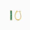 18K YELLOW GOLD EMERALD AND DIAMOND HOOP EARRING