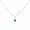 18K WHITE GOLD EMERALD AND DIAMOND NECKLACE