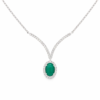 18K WHITE GOLD EMERALD AND DIAMOND NECKLACE