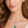 18K WHITE GOLD EMERALD AND DIAMOND NECKLACE