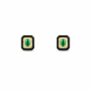 18K YELLOW GOLD EMERALD AND BALCK AGATE DIAMOND EARRING