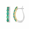 18K WHITE AND YELLOW GOLD EMERALD AND DIAMOND HOOP EARRING