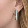 18K WHITE AND YELLOW GOLD EMERALD AND DIAMOND HOOP EARRING