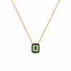 18K YELLOW GOLD EMERALD AND BALCK AGATE DIAMOND NECKLACE