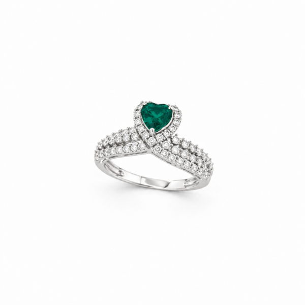 18K WHITE GOLD GREEN SAPPHIRE DIAMOND RING
