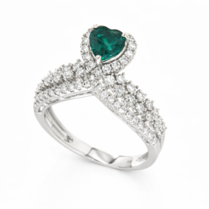 18K WHITE GOLD GREEN SAPPHIRE DIAMOND RING