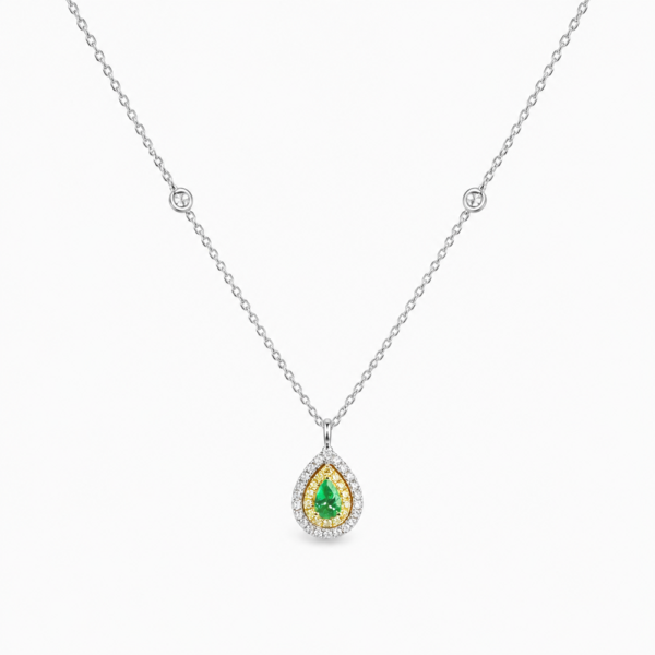 18K WHITE AND YELLOW GOLD GREEN TOPAZ DIAMOND NECKLACE