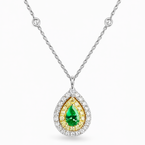 18K WHITE AND YELLOW GOLD GREEN TOPAZ DIAMOND NECKLACE